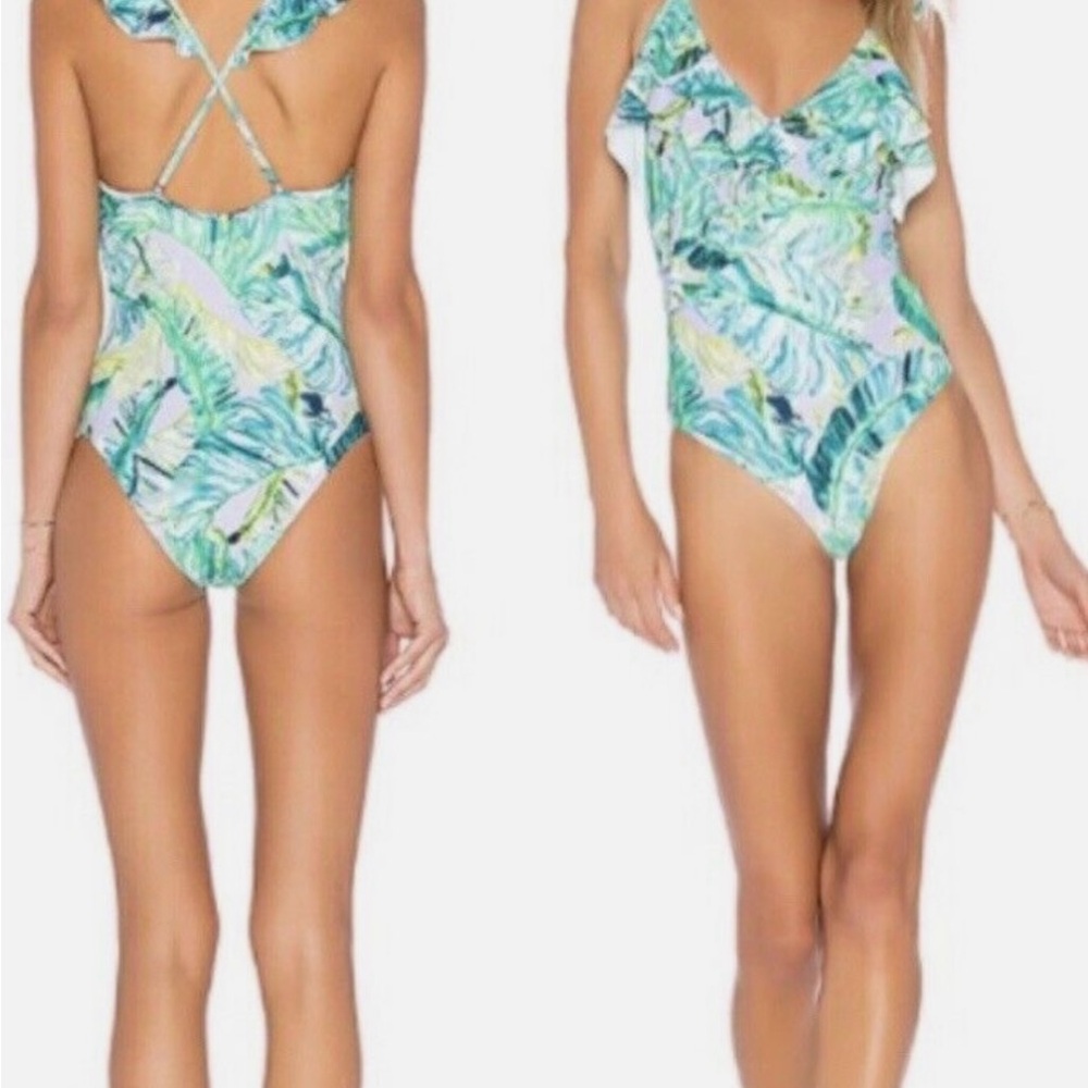 Tropical Ruffle One-Piece Swimsuit - Picture 2 of 7